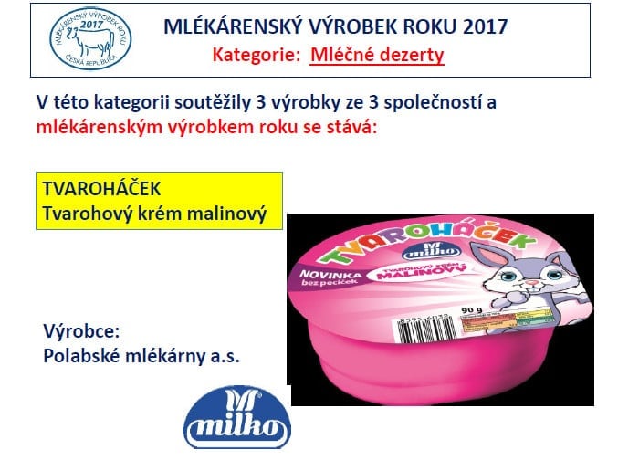 Nejlepší mlékárenský výrobek roku 2017 je...