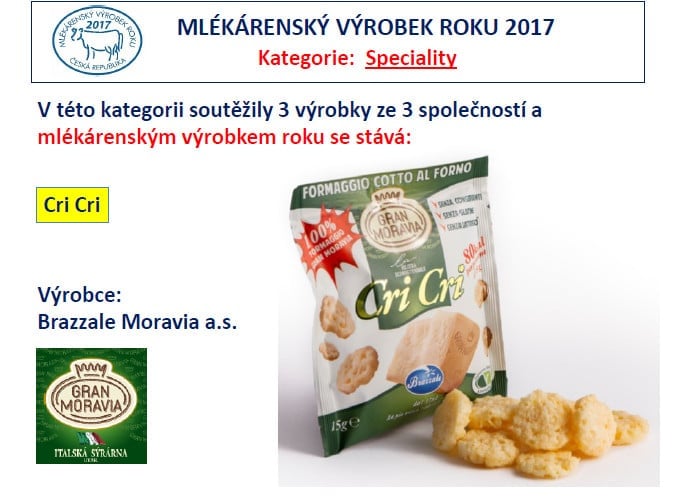 Nejlepší mlékárenský výrobek roku 2017 je...