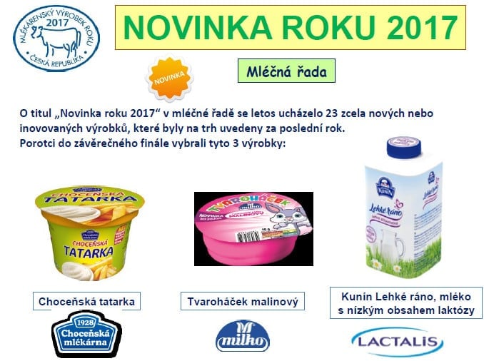Nejlepší mlékárenský výrobek roku 2017 je...