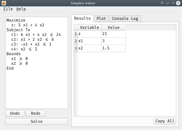 Simplex Solver
