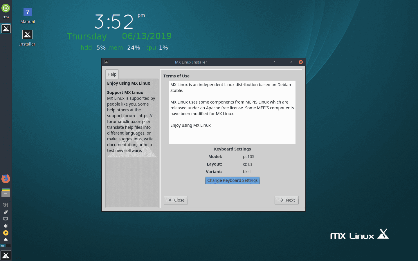 MX Linux 18.3 - instalace