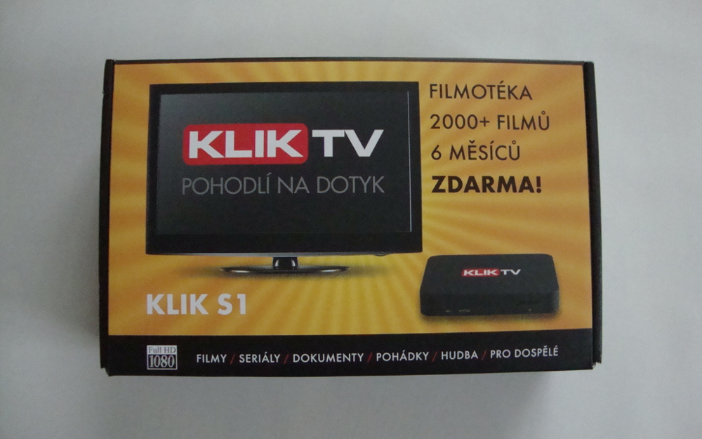 KlikTV - balení Klikboxu S1 a příslušenství