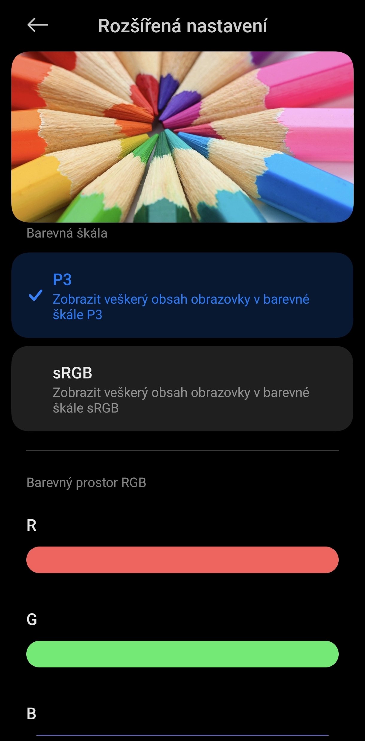 Možnosti přizpůsobení displeje