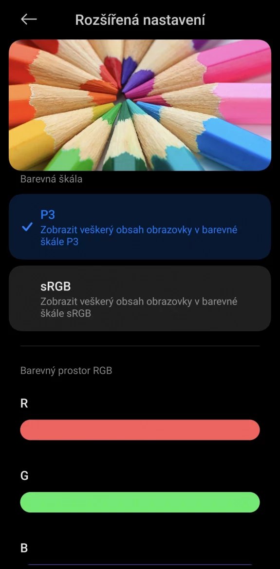 Možnosti přizpůsobení displeje