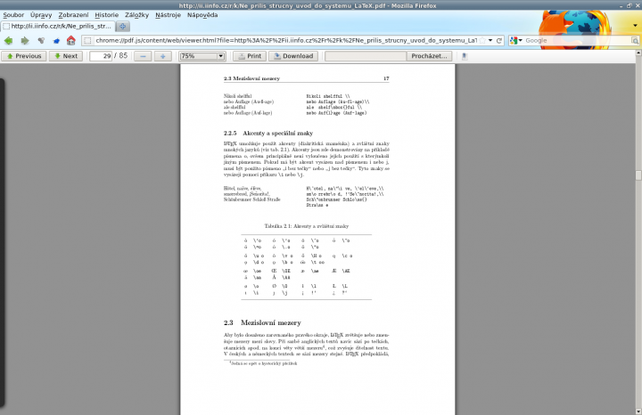 PDF prohlížeč Firefox
