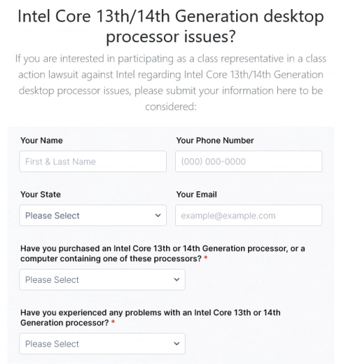 Hromadná žaloba kanceláře Abington Cole + Ellery v kauze procesorů Intel Core 13. a 14. generace (Raptor Lake)