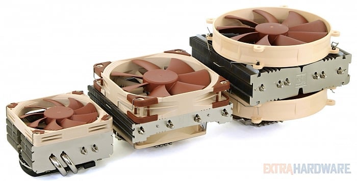 Noctua NH-L9x65, NH-L12 a NH-C14 (vpravo)