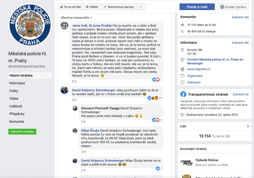 Screenshot facebookové stránky Městské policie hl. m. Prahy ze 9. 1. 2020.