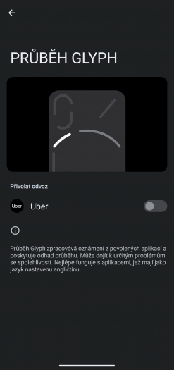 Glyph podporuje i aplikace třetích stran. Zatím se podpory chopil pouze Uber