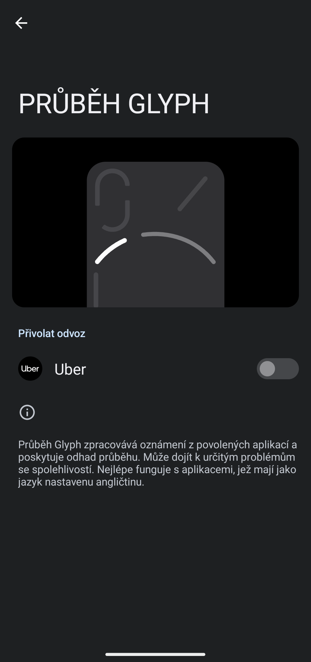 Glyph podporuje i aplikace třetích stran. Zatím se podpory chopil pouze Uber