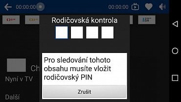 Hustler TV CZ přes Wi-Fi. Je nutno zadat rodičovský PIN.