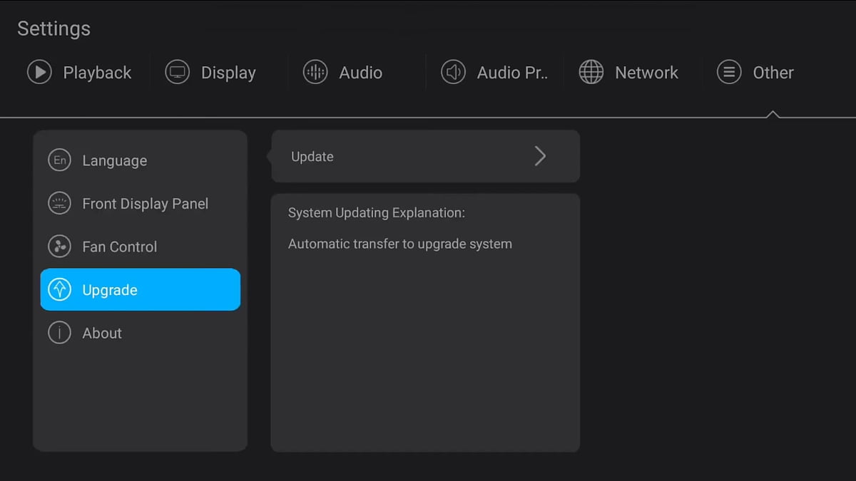 Zidoo X20 Pro - Síťová nastavení a ostatní nastavení