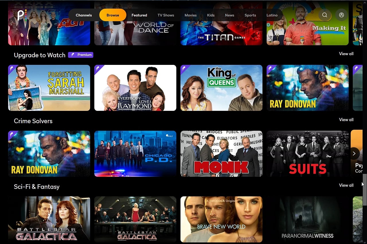 Peacock: Uživatelské rozhraní