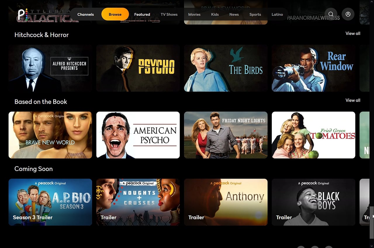 Peacock: Uživatelské rozhraní