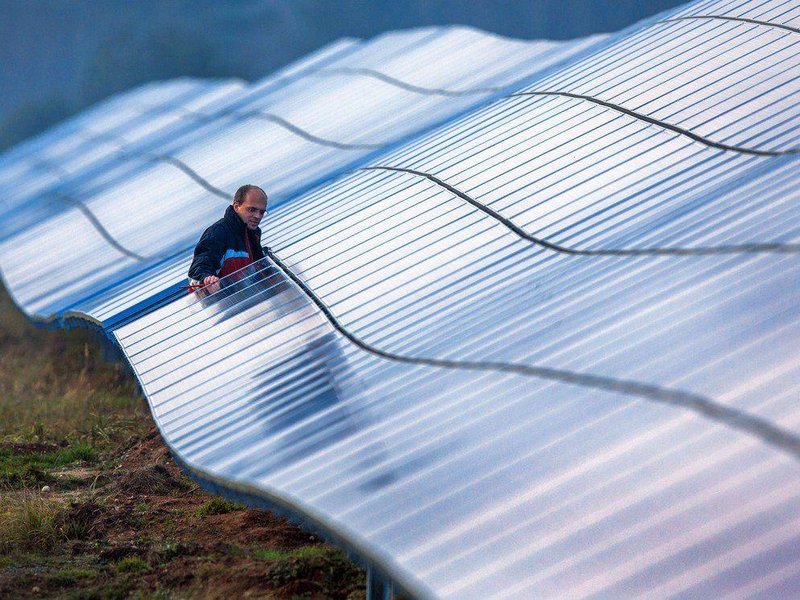 Solární park v Německu, ilustrační foto