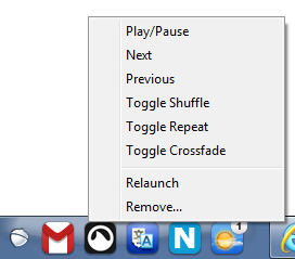 Kontextová nabídka aplikace Grooveshark