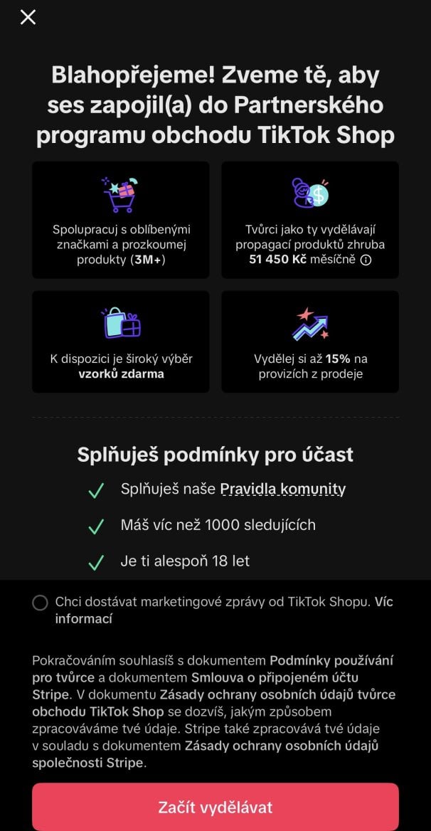 TikTok spustil v ČR Partnerský program pro svůj shop