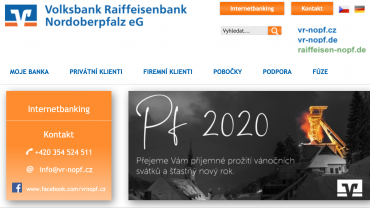 Vánoční přání Volksbank Raiffeisenbank Nordoberpfalz v roce 2019.