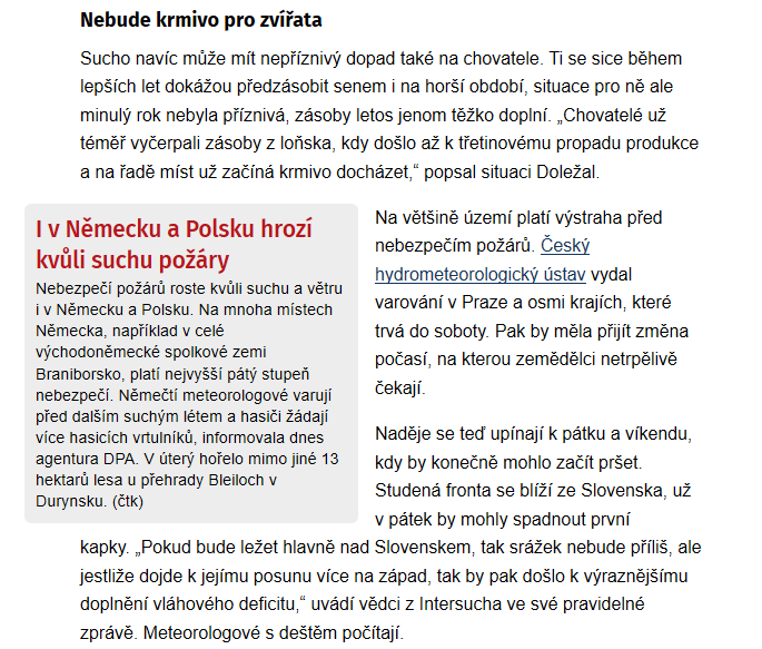 Původní podoba boxu uvnitř článku na iDNES.cz
