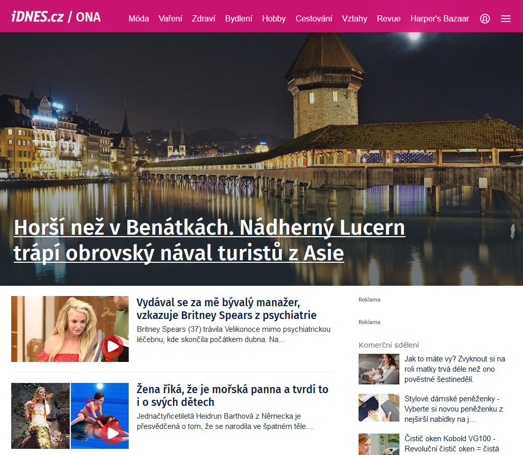 Nová hlavní stránka obsahu pro ženy iDNES.cz