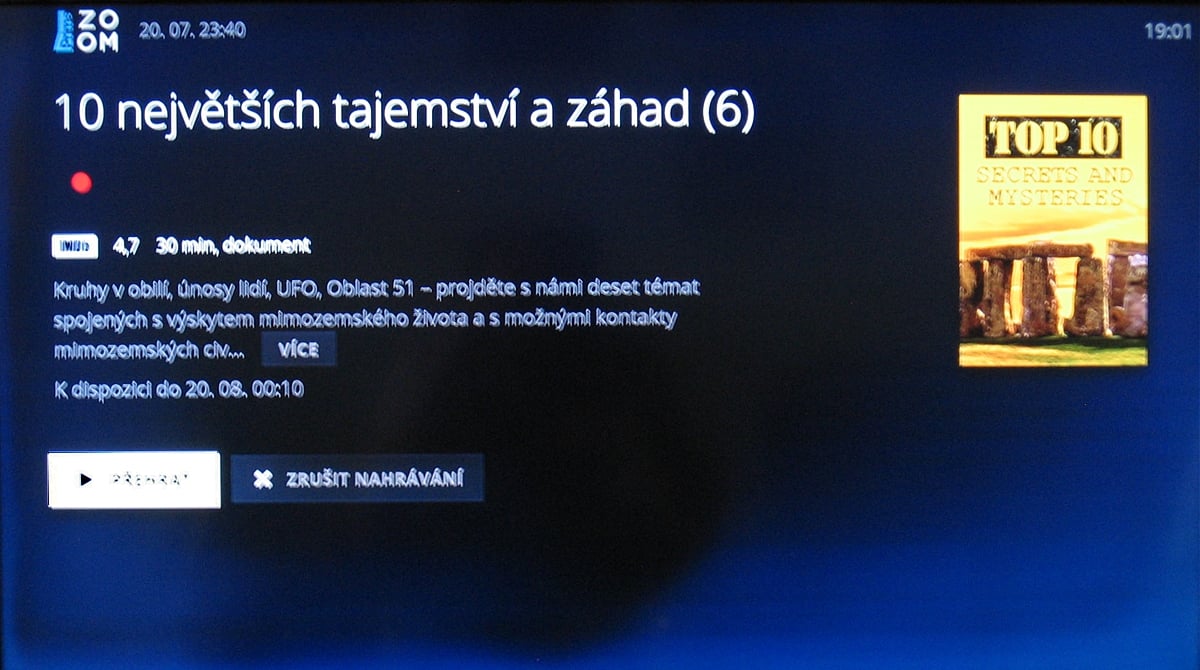 NG box O2 TV – nahrávky