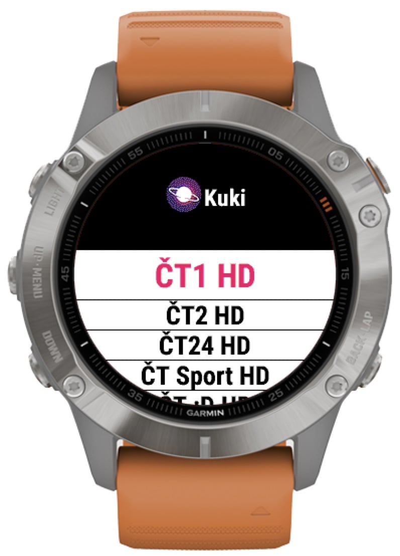 Aplikace Kuki TV na hodinkách Garmin