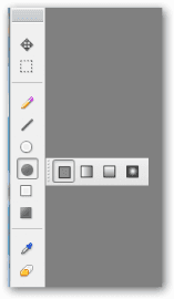 Panel nástrojů a volby pro vyplnění eliptického tvaru.