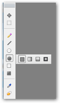 Panel nástrojů a volby pro vyplnění eliptického tvaru.