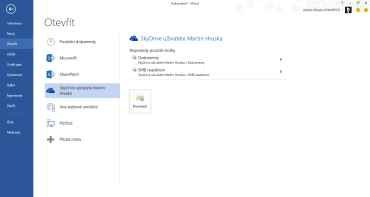 Ukládání na SkyDrive ve Wordu