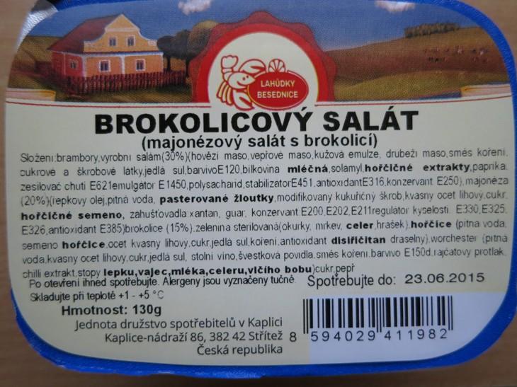Brokolicový a Mexiský salát. Kategorie: Nebezpečné potraviny. Nevyhovující parametr: Listeria monocytogenes. Ve výrobcích byla zjištěna přítomnost patogenní bakterie Listeria monocytogenes. Tato bakterie způsobuje onemocnění zvané listerióza.
Výrobce / Místo kontroly: Jednota družstvo spotřebitelů v Kaplici, Besednice