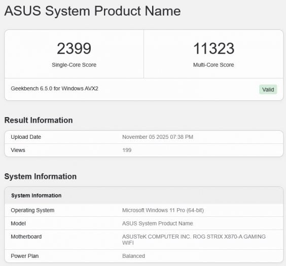 Autor: Geekbench browser AMD Ryzen 5 7500X3D v databázi Geekbench