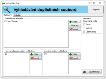 <p>jwDuplFiles - v tak jednoduchém rozhraní se vyzná každý</p>