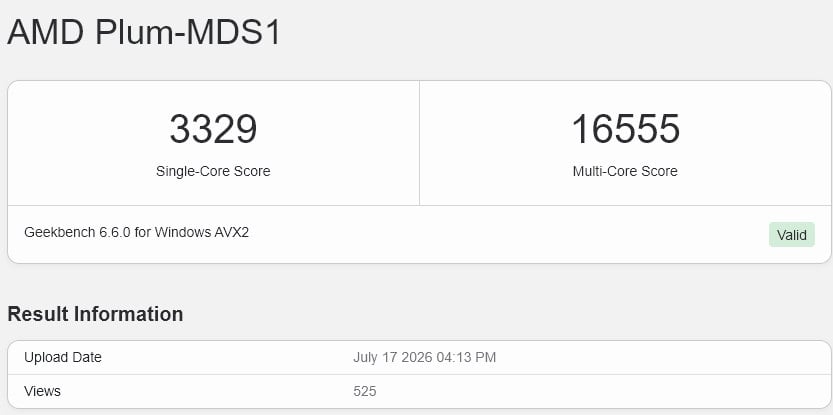 Vzorek APU Medusa s architekturou Zen 6 v Geekbench, únik 19. 7.