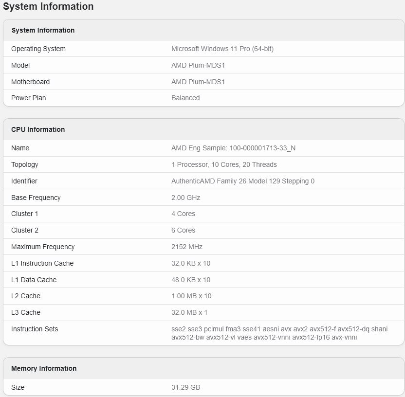 Vzorek APU Medusa s architekturou Zen 6 v Geekbench, únik 19. 7.