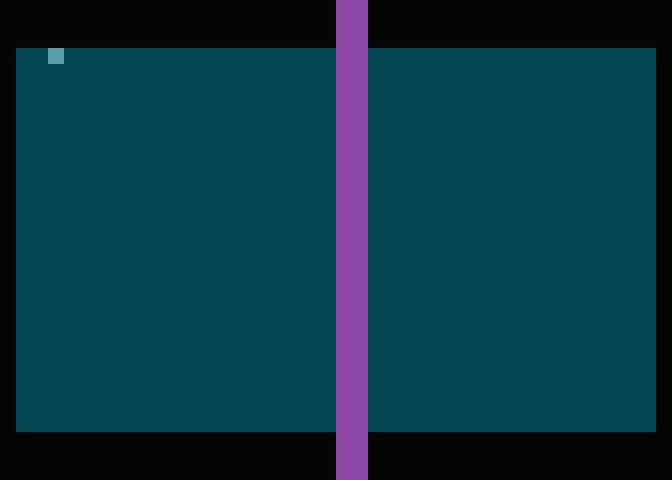 Barevný pruh představující prvního hráče, který je zobrazený zhruba uprostřed obrazovky. Vypnutí DMA nemá na zobrazení vliv.