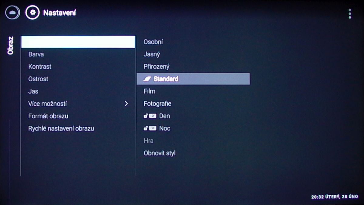 Philips 43PUS6501 - menu nastavení - obraz