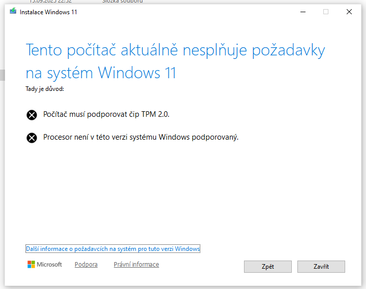 Postup upgradu nepodporovaného počítače na aktuální verzi Windows 11