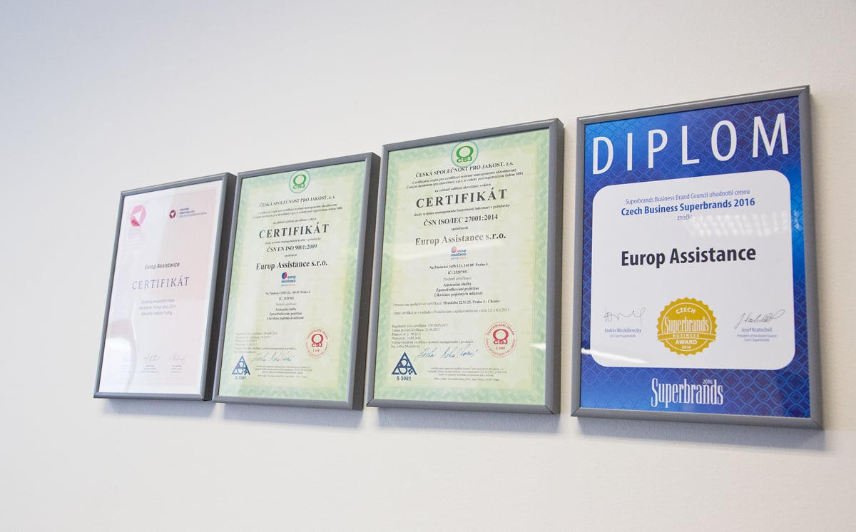 Certifikáty a ocenění.
