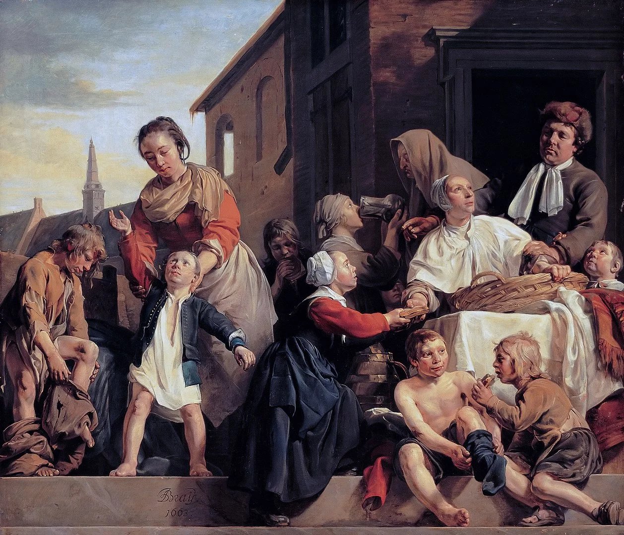 Péče o sirotky, holandský umělec Jan de Bray, 1663