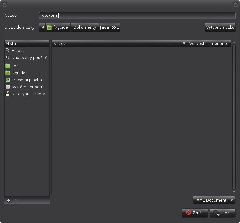 Kořenový widget formuláře, základní rozdělení