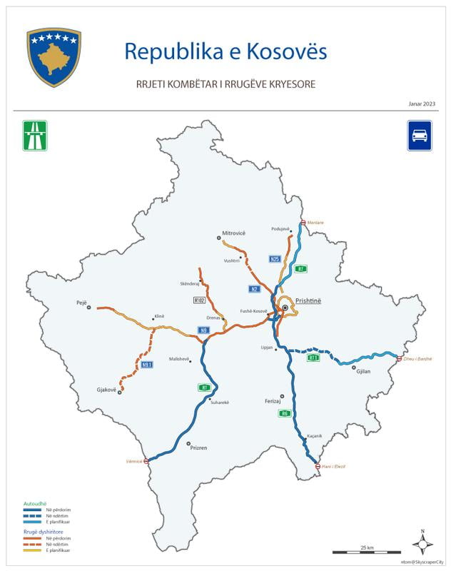 Dálniční síť v Kosovu. (26. 07. 2026)