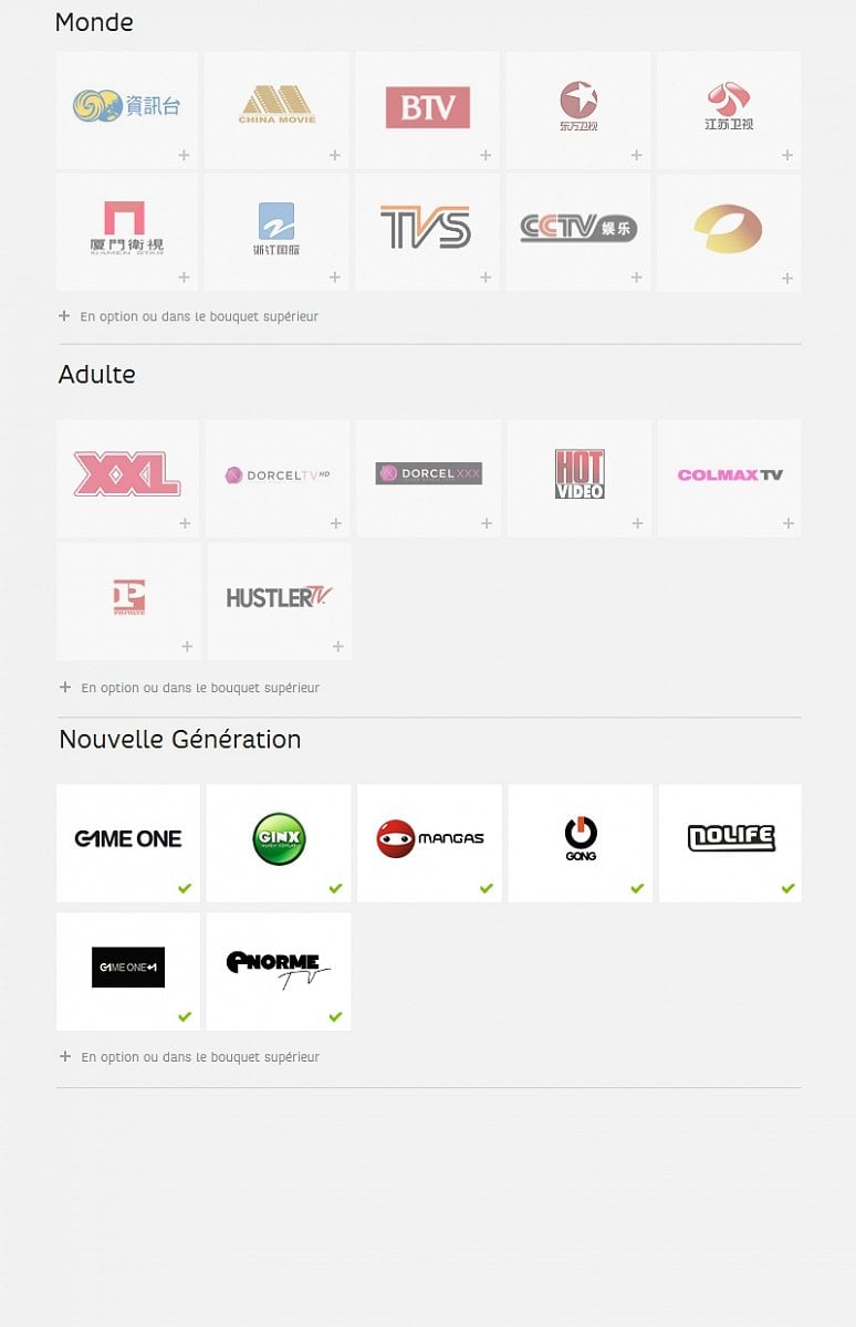 Programová nabídka tarifů SFR a nabídka tarifu SFR Premium