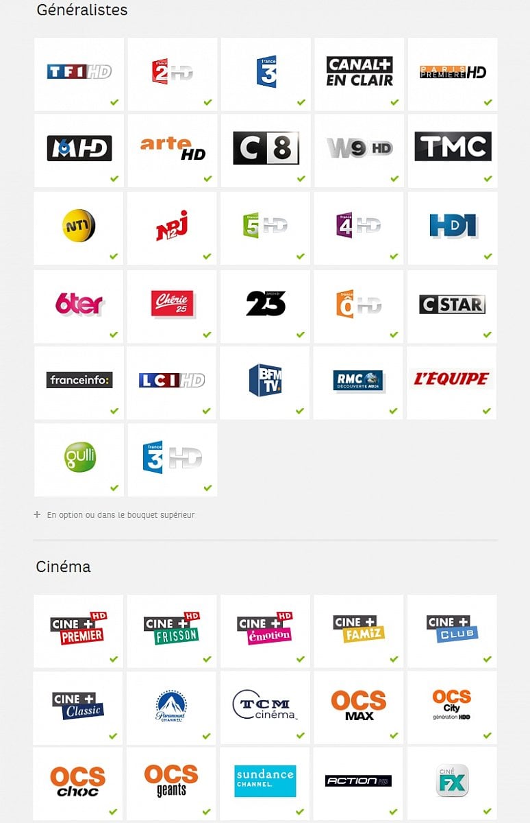 Programová nabídka tarifů SFR a nabídka tarifu SFR Premium