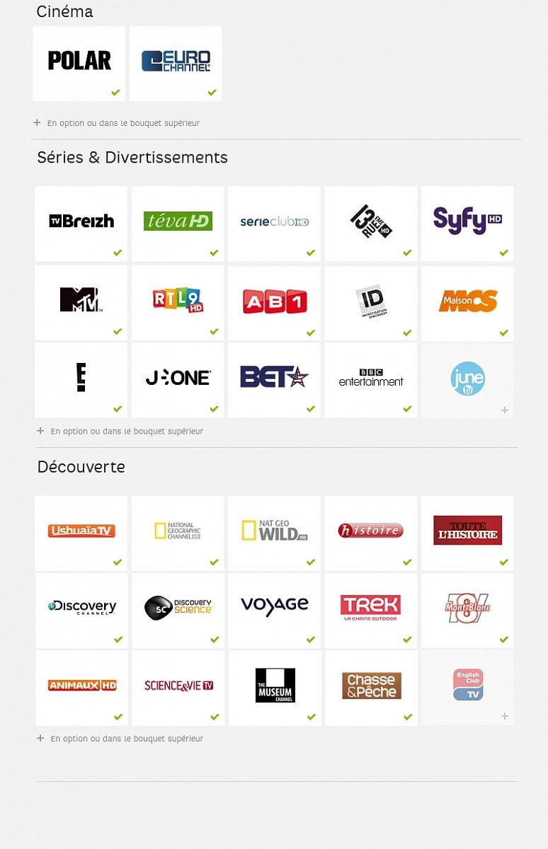 Programová nabídka tarifů SFR a nabídka tarifu SFR Premium