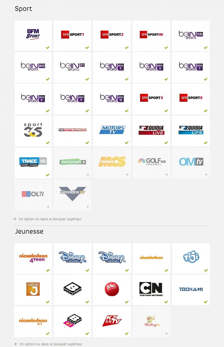 Programová nabídka tarifů SFR a nabídka tarifu SFR Premium