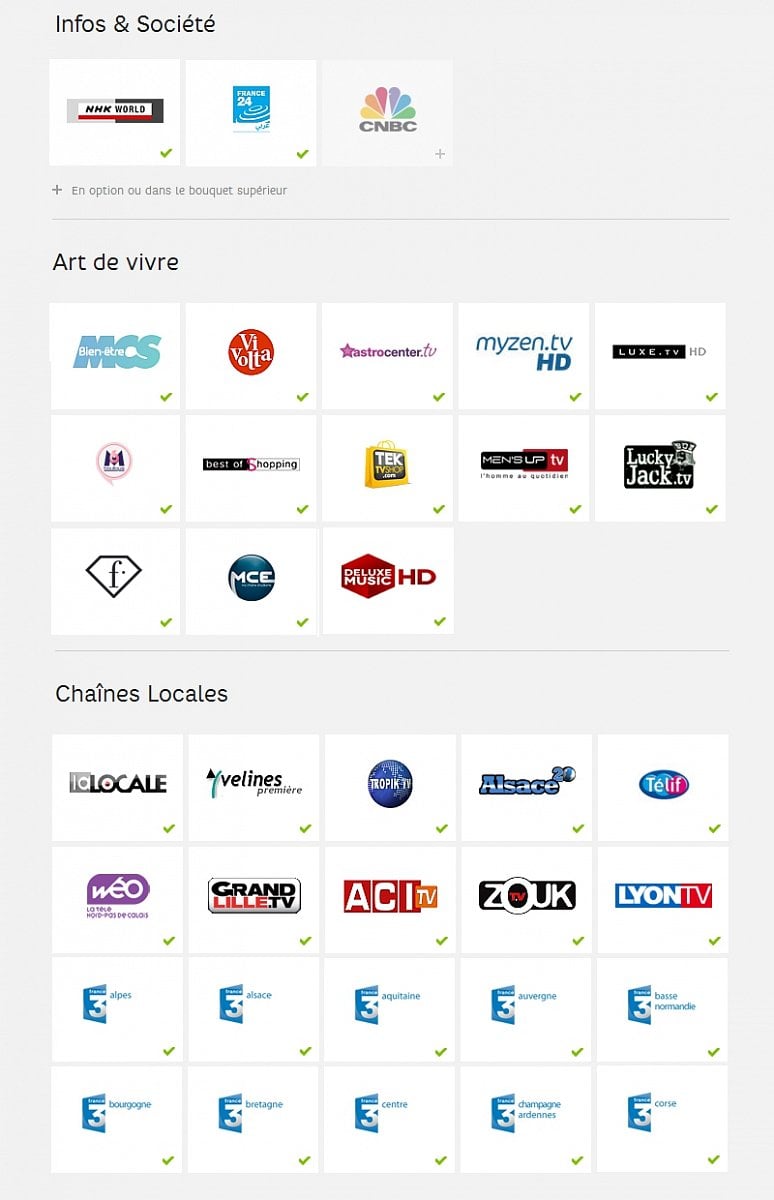 Programová nabídka tarifů SFR a nabídka tarifu SFR Premium