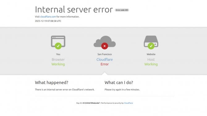 Cloudflare chybová stránka