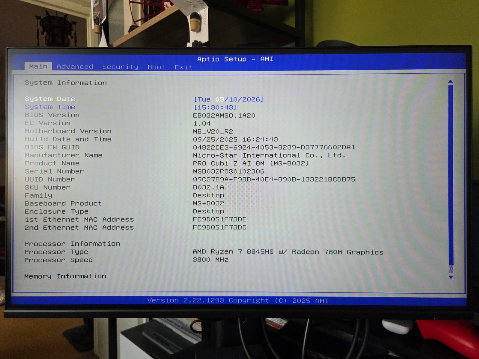 MSI Cubi Z AI 8M BIOS