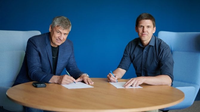 Martin Cígler, zakladatel a CEO společnosti Seyfor, a Martin Bazala, CEO společnosti Raynet