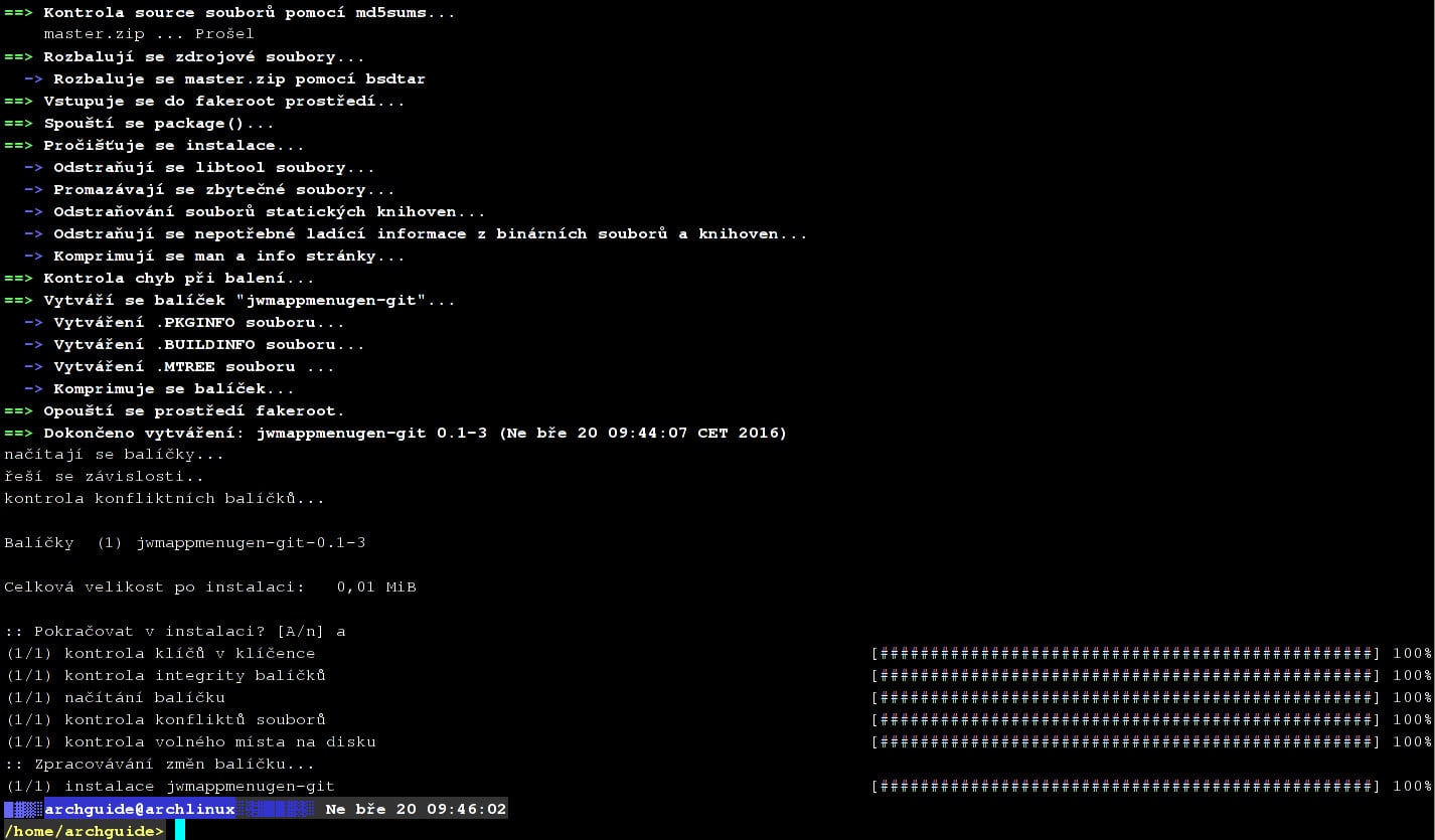 Arch: konfigurace hlavního menu JWM